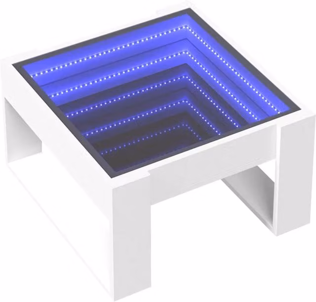 Berkfield Home Infinity LED Decorative Coffee Table, White, W: 53 cm, D: 53 cm, H: 30 cm – 1