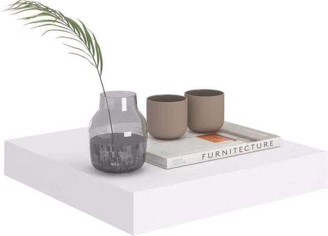 Berkfield Home Durable Floating Wall Shelves, 2 Pack, White, W/D/H: 23.5 x 23.5 x 3.8 cm – 1
