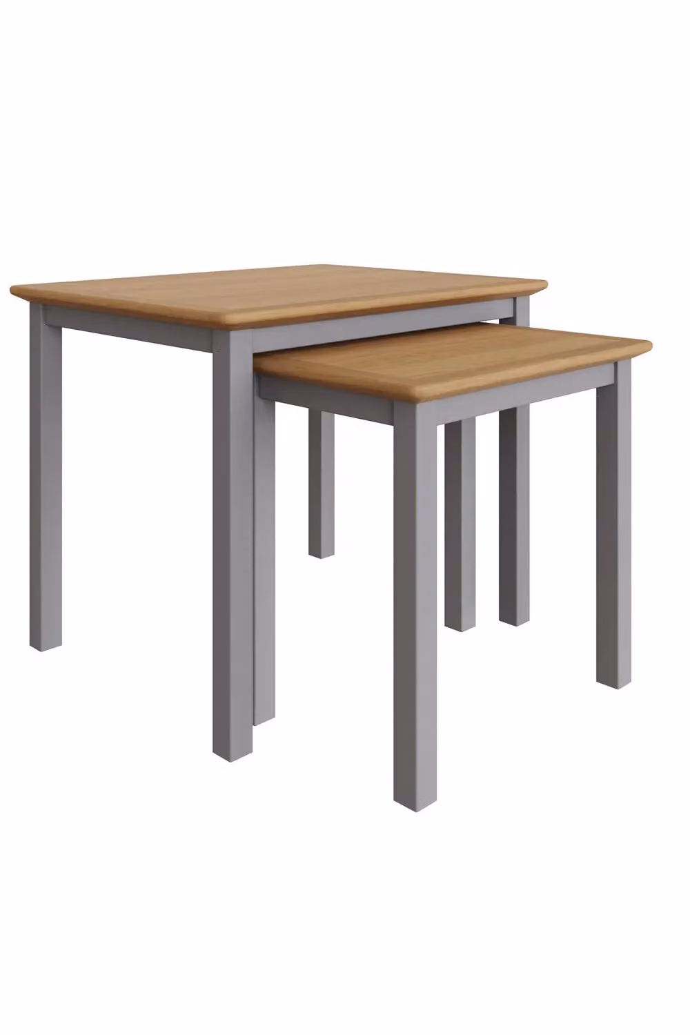 FWStyle Dove Grey Nest of 2 Tables with Oak Top, W/D/H: 55 x 45 x 44 cm – 4