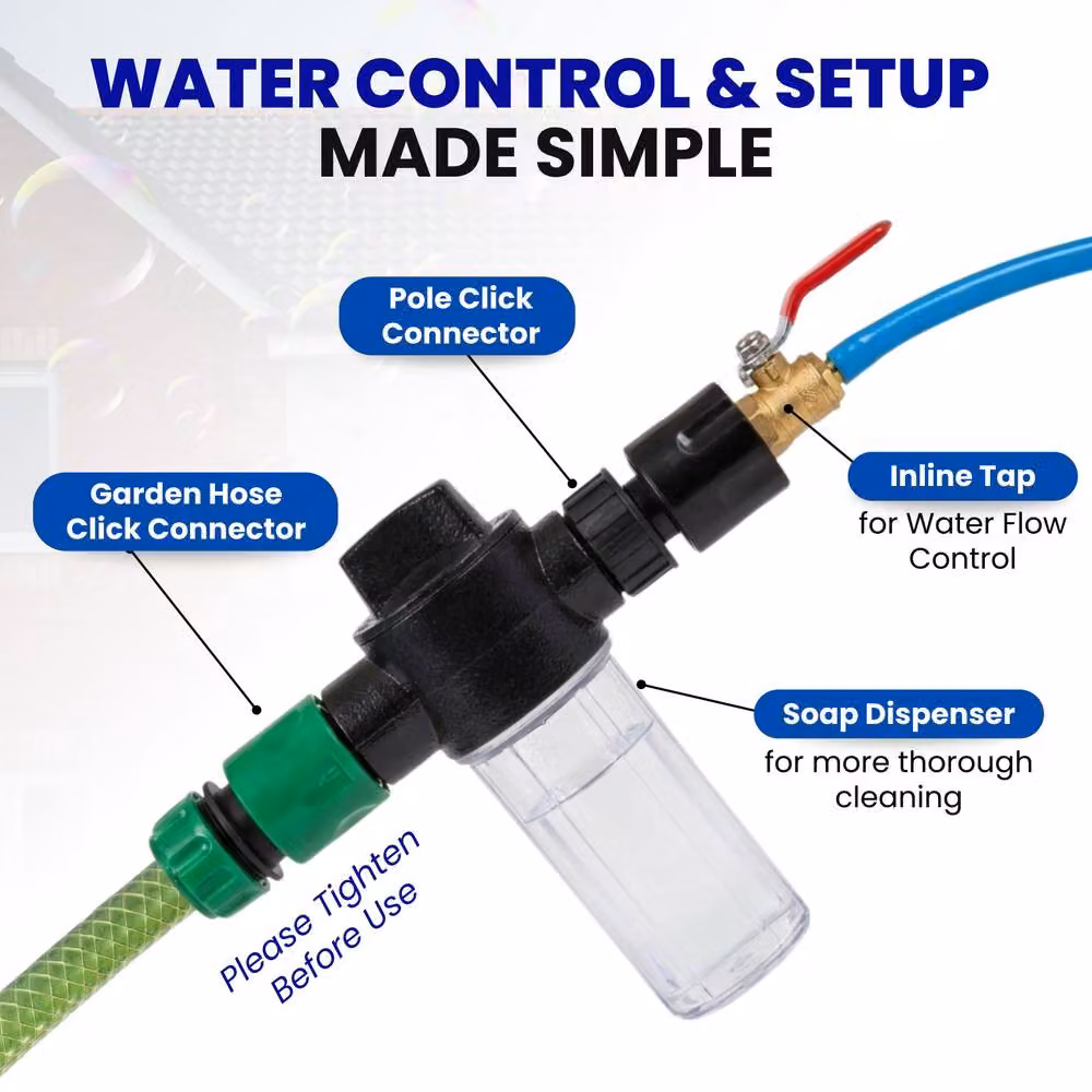 Novecrafto Blue Water Fed Telescopic Window Cleaning Pole and Brush Kit 6m – 4