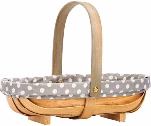 KDMD Grey and Brown Flourish Softwood Trug Baskets with Handles