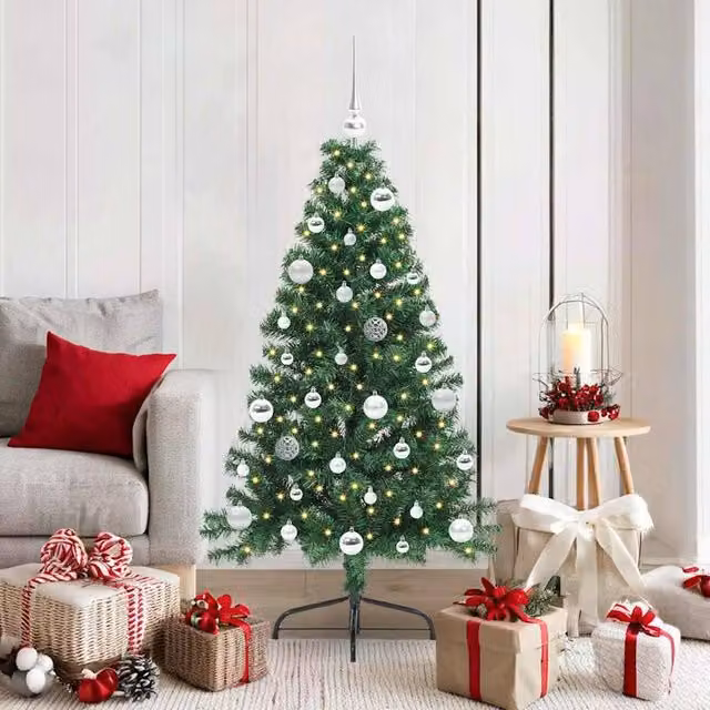 Berkfield Home Pre-lit Artificial Christmas Tree in Green, Height: 150 cm