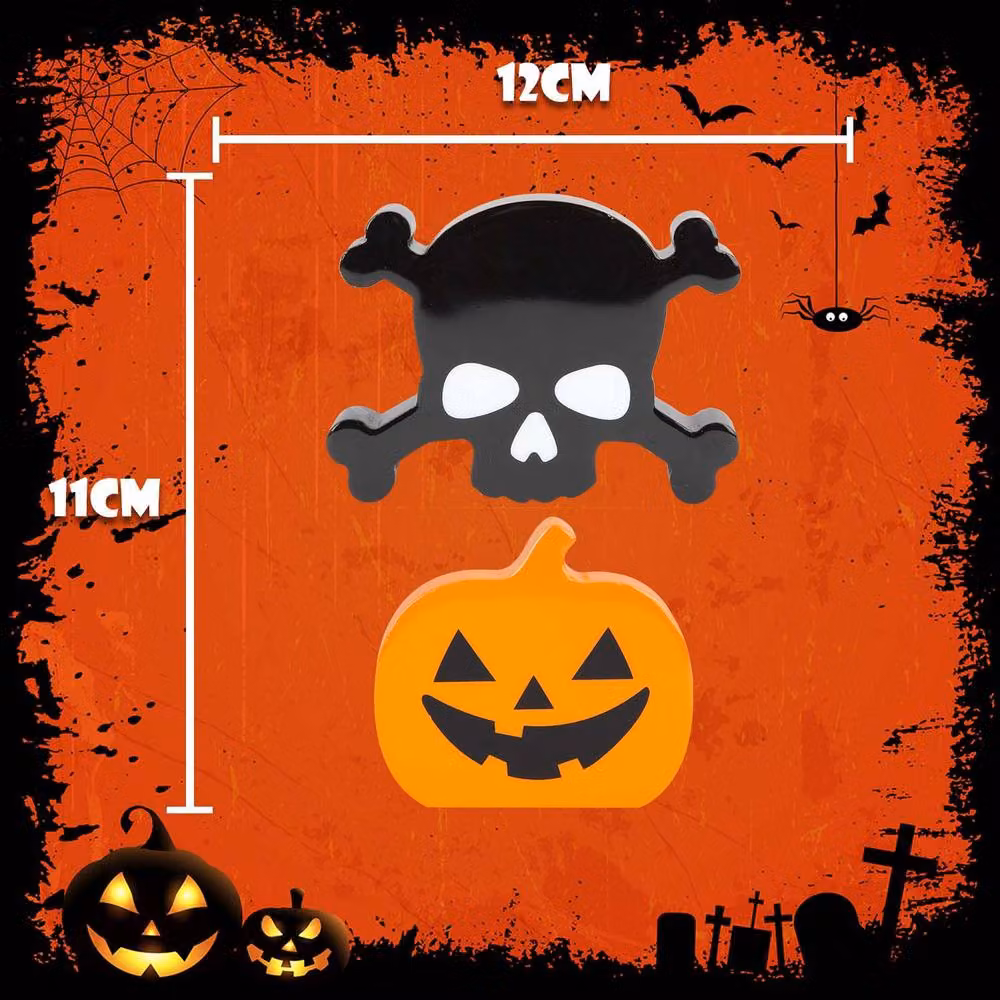 VFM e-Store Halloween Pumpkin and Skull with Crossbones Tabletop Decorations, 2 Pack, Multicolour – 2