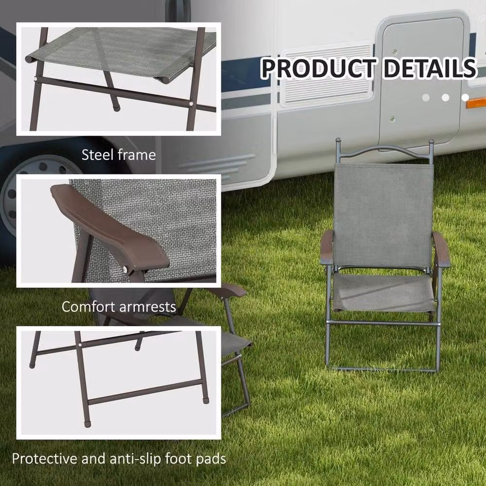 NESTLUNE Set of 2 Folding Chairs with Breathable Mesh Fabric in Dark Grey – 2
