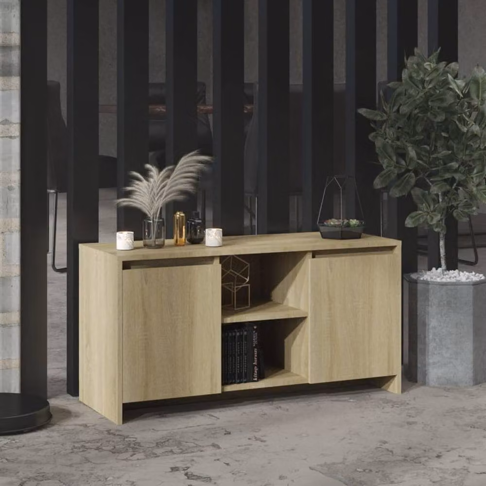 Berkfield Home TV Cabinet in Sonoma Oak, W/D/H: 102 x 37.5 x 52.5 cm – 2