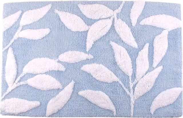 Dreams & Drapes Blue Floral Cotton Bath Mat, W/D/H: 80 x 50 x 1 cm – 1