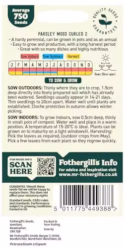 Mr Fothergill's Oh Sow Simple Curled Parsley Vegetable Herb Seeds, Green – 2