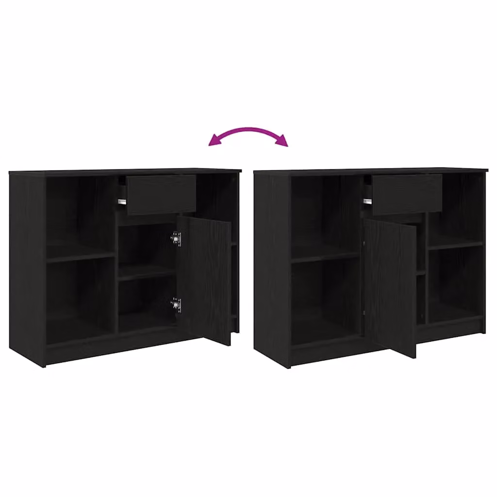 Berkfield Home Black Oak Sideboard with Drawer, W/D/H: 101 x 35 x 76 cm – 5