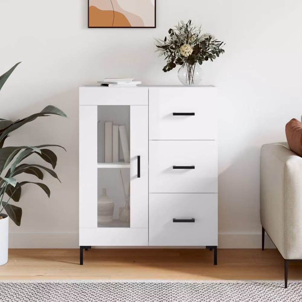 Berkfield Home High Gloss White Modern Sideboard, W/D/H: 69.5 x 34 x 90 cm – 2