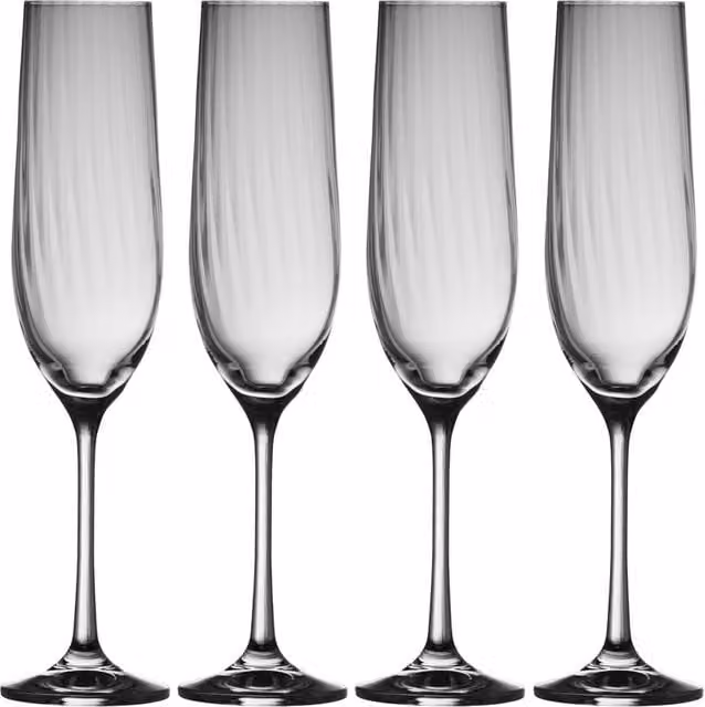 Galway Crystal Erne Champagne Flute Set of 4 in Transparent Crystal Glass