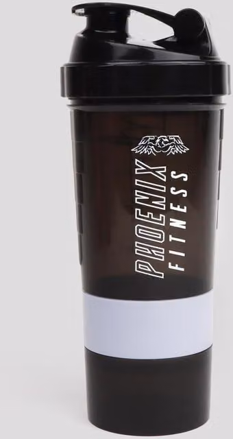 Phoenix Fitness Compartment Shaker Bottle - Grey and Black