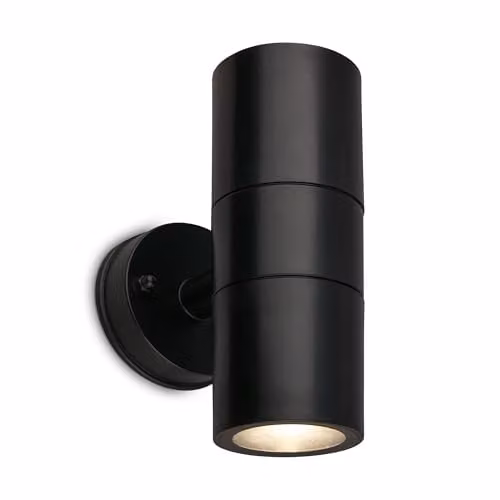 Briloner Black Modern Up & Down Outdoor Wall Light, IP54 Waterproof, GU10 Socket, H: 11.0 cm x W: 7.5 cm x D: 11.0 cm – 1