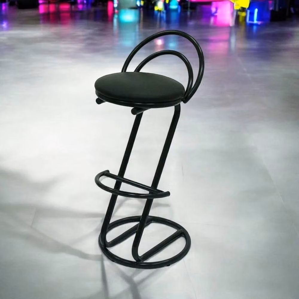 FORGEVIO Modern Black Synthetic Leather Bar Stool with Metal Frame – 2