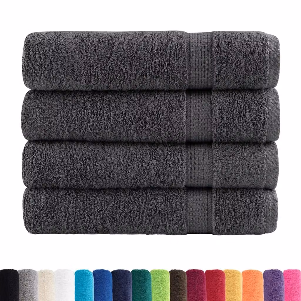 Berkfield Home SOLUND Premium Cotton Terry Shower Towels, 4 Pack, Anthracite Black, W: 70 cm, L: 140 cm, 600gsm – 2