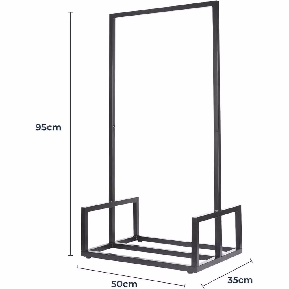 NESTLUNE Black Steel Firewood Log Store Holder, W/D/H: 95 x 50 x 35 cm – 2