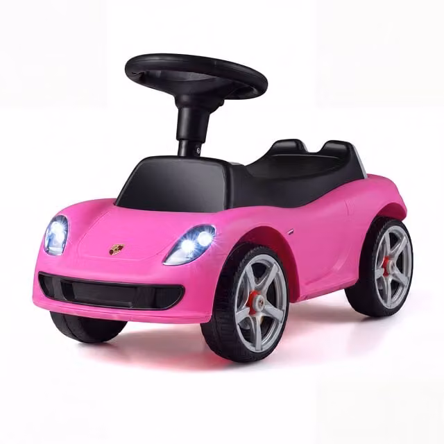 Costway Porsche Ride On Car with Light and Sound in Pink and Red