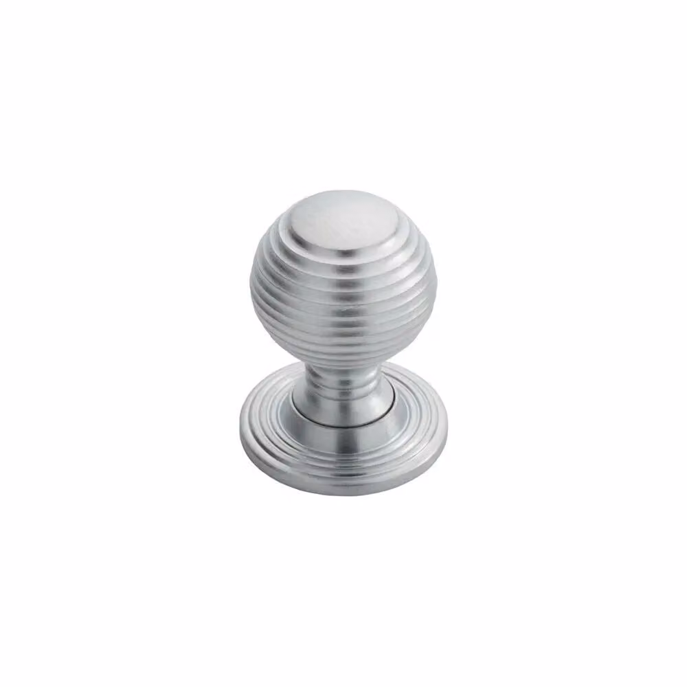 Loops 4x Textured Reeded Ball Cupboard Door Knob, Satin Chrome, 35mm Dia – 2