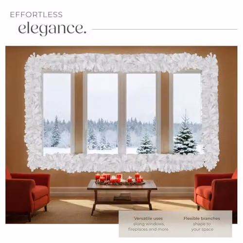 tectake Christmas Garland in White and Green with Lifelike Leaves and Hanging Loop – 3