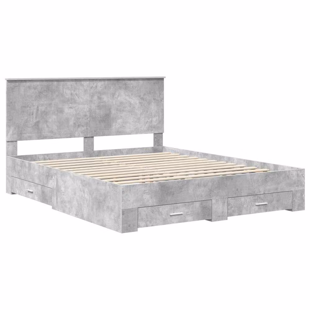 Berkfield Home Modern Bed Frame with Drawers in Grey Engineered Wood W/D/H: 160 x 200 cm – 2