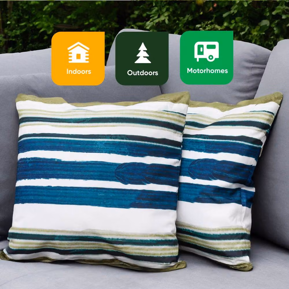 Gardenwize Pack of 2 Multicolour Striped Outdoor Scatter Cushions with Removable Washable Covers – 6