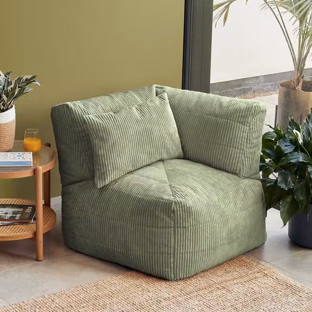 icon Noa Corner Sofa in Sage Green Jumbo Cord