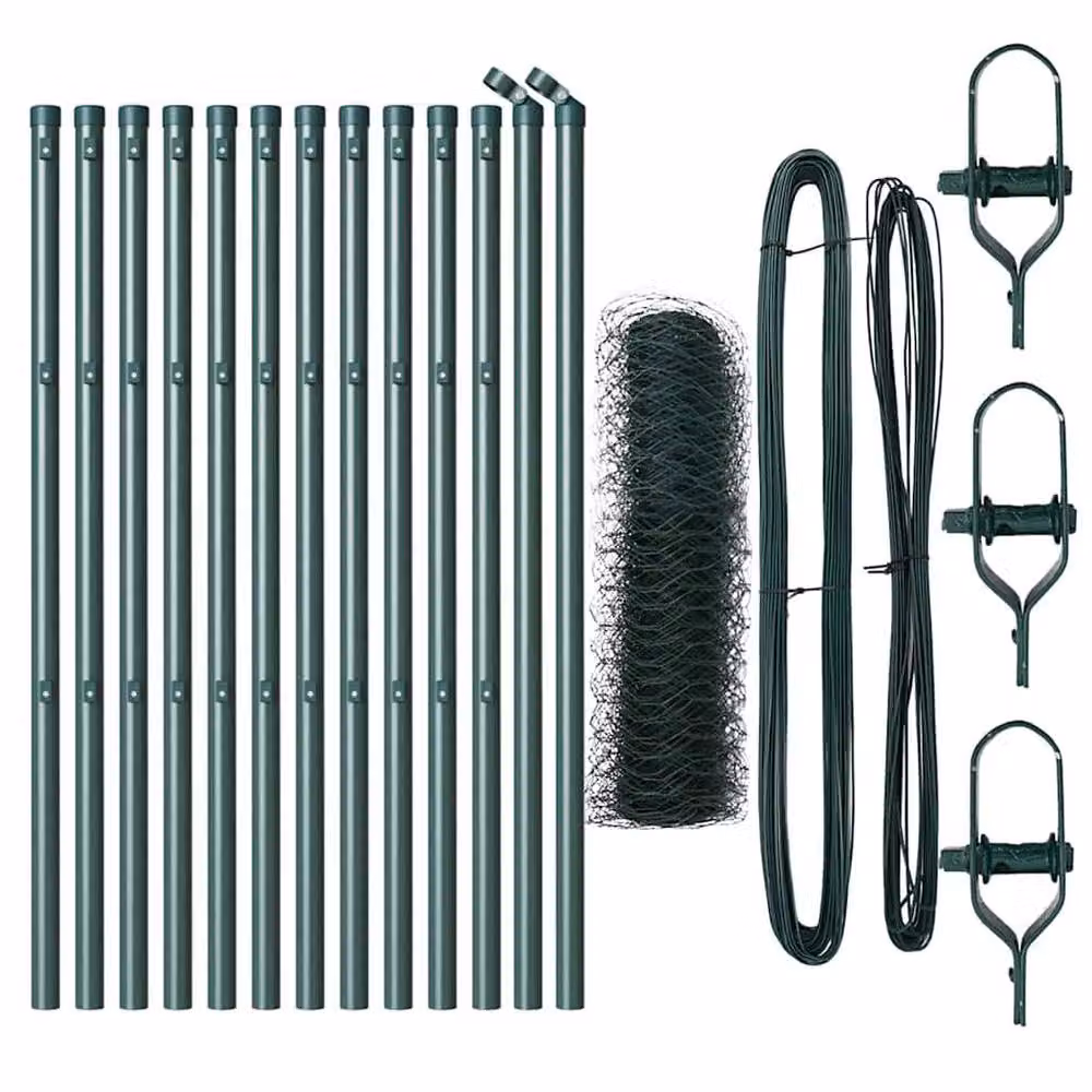 Berkfield Home Green Powder-Coated Steel Hexagon Fence, W: 0.6 m, L: 25 m – 3