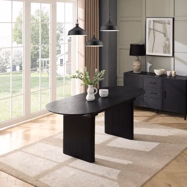 Home Detail Talia Black Oval Extending Japandi Dining Table – 1