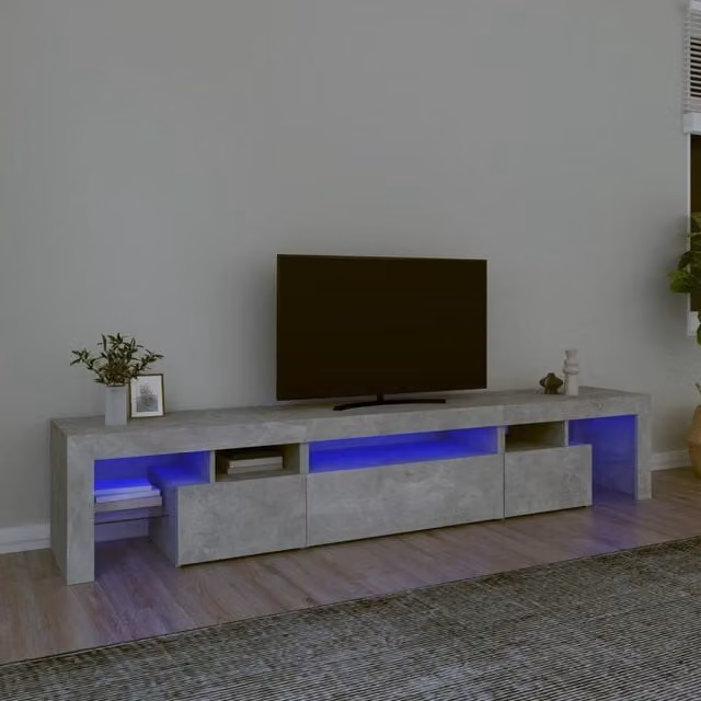 Berkfield Home Modern TV Cabinet with LED Lights in Concrete Grey, W: 215 cm, D: 36.5 cm, H: 40 cm – 1