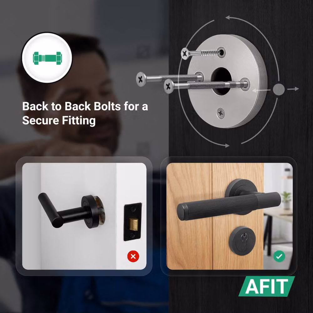 AFIT Black Fire Door Handle Set with Euro Lock, Double Cylinder and Hinges – 3