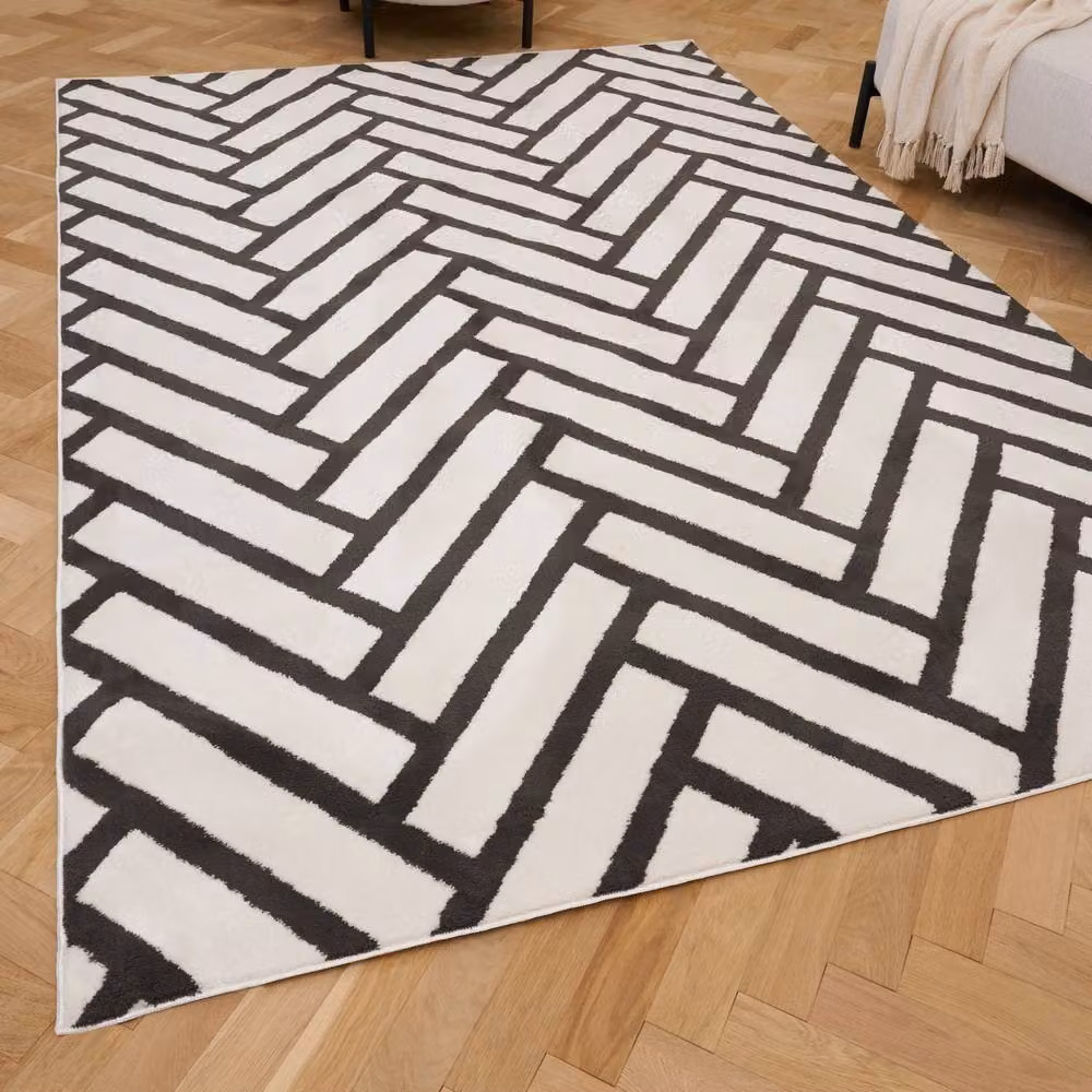 THE RUGS Loft Herringbone Soft Pile Area Rug, Dark Grey, W: 120 cm, L: 170 cm – 2