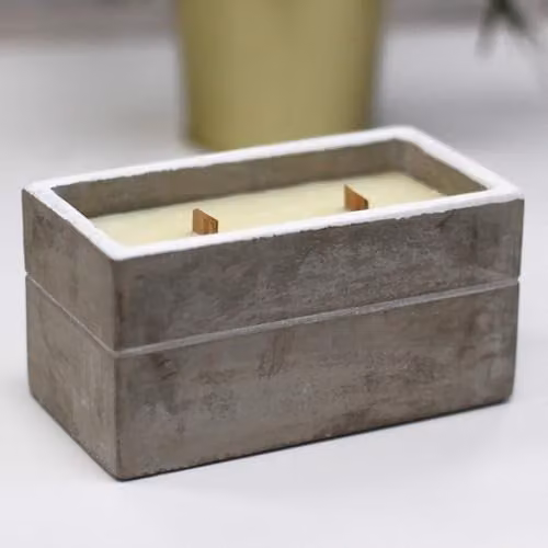 Ancient Wisdom Large Soy Candle with Wooden Wick in Grey Concrete, Spicy South Sea Lime – 2