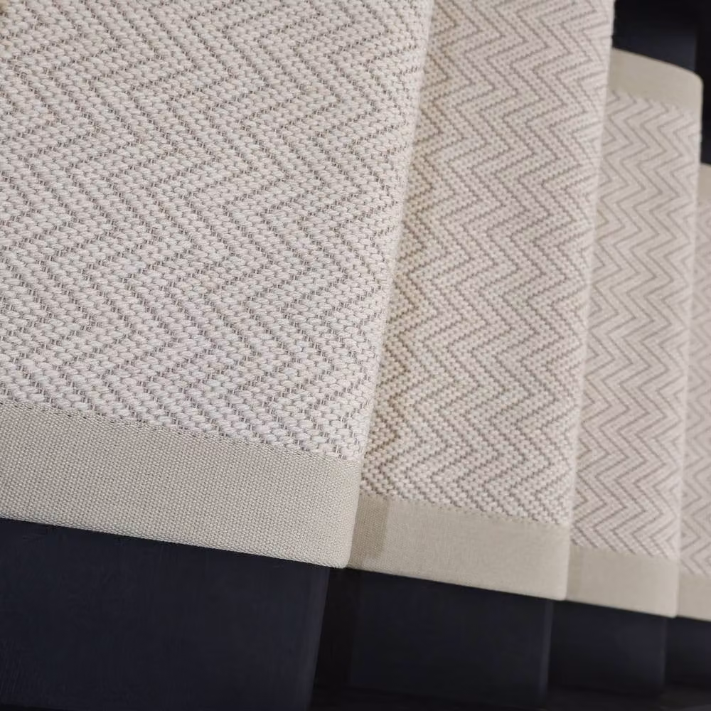 RainbowHome Savoy Herringbone Wool Stair Runner with 100% Sand Cotton Border in Beige, W: 50 cm, L: 700 cm – 3