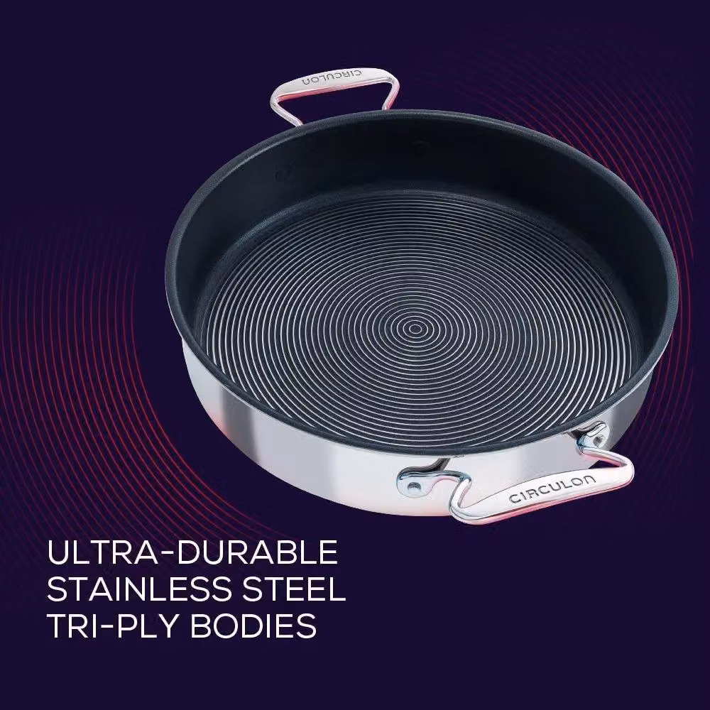 Circulon SteelShield C-Series Non-Stick Stainless Steel Saute Pan with Lid, Silver, Diameter: 30 cm – 2