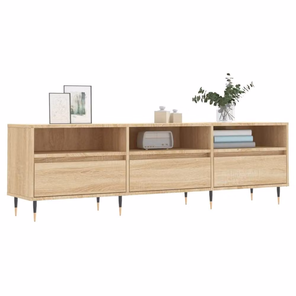 Berkfield Home TV Cabinet in Sonoma Oak, Beige, W: 150 cm, D: 30 cm, H: 44.5 cm – 3