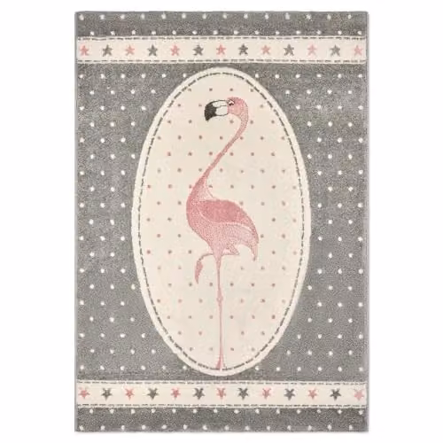 Bravich Pink Flamingo Kids Rug, W: 160 cm, D: 230 cm, Soft Anti-Allergic Polypropylene Play Mat for Bedrooms and Nurseries
