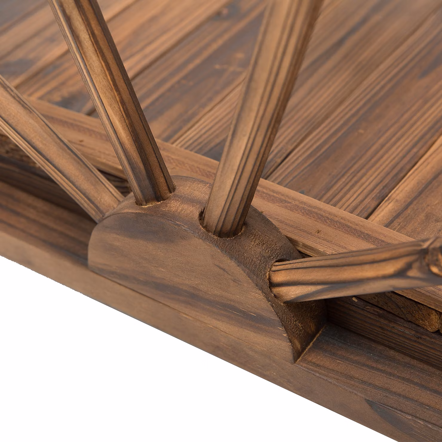 Outsunny Wooden Garden Bridge in Brown Stained Finish with Arc Railings, W: 100 cm, D: 50 cm, H: 37 cm – 6