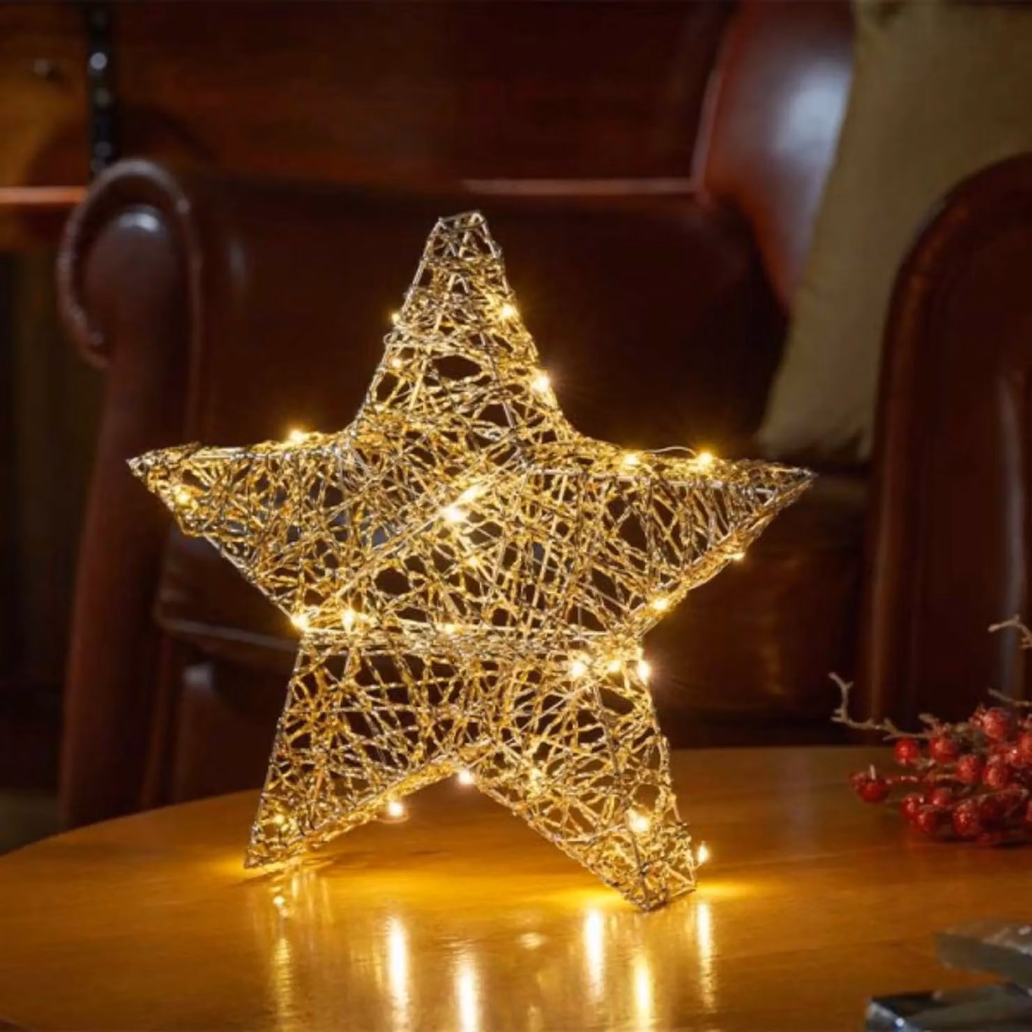 Samuel Alexander Gold Weave Wonder Starlet Star with LEDs, 20 cm – 2