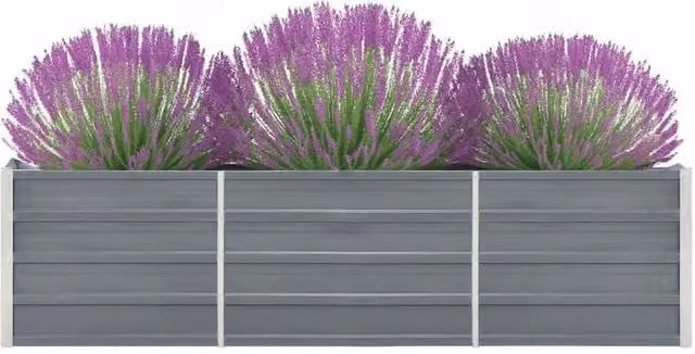 Berkfield Home Garden Grey Galvanised Steel Raised Bed W/D/H: 240 x 40 x 45 cm