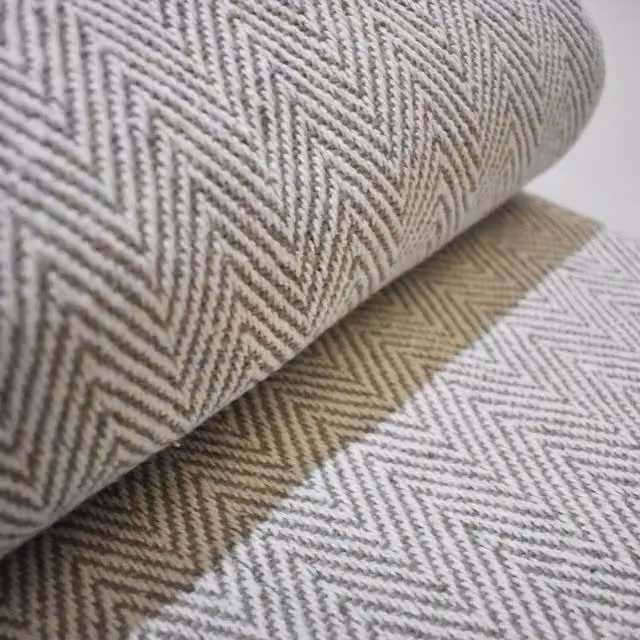 Absolutely Natural Lifestyle Chevron Sand Woven Cotton Throw in Bronze and Beige, W: 150 cm
