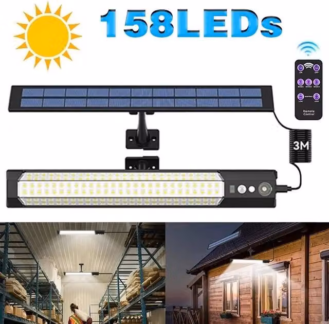 KORVIXA Solar Powered Motion Sensor Wall Light with Remote Control in Black