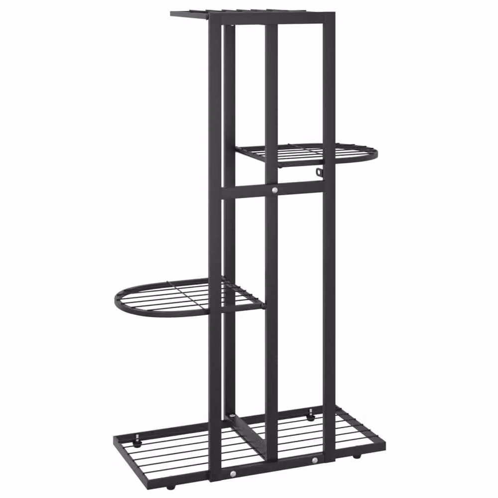 Berkfield Home 4-Tier Decorative Metal Flower Stand, Black, W: 43 cm, D: 22 cm, H: 76 cm – 3