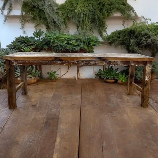 Serenityy Rustic Teakwood Rectangular Dining Table in Brown, Seats 8, W: 180 cm, D: 70 cm, H: 70 cm – 1