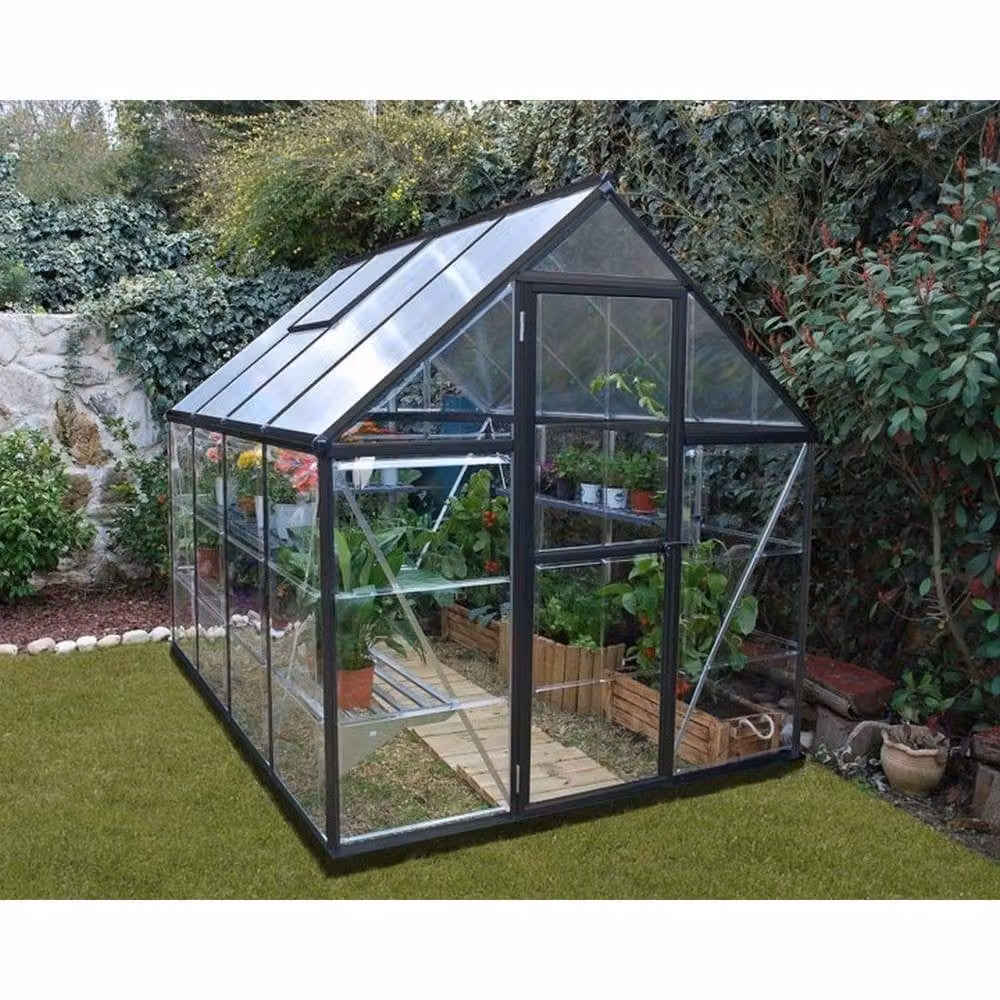Palram Hybrid Polycarbonate Greenhouse in Grey, L247 x W185 x H208 cm – 2