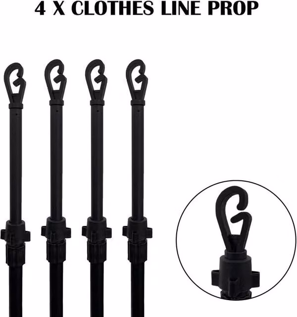 FLAVORA Black Galvanised Steel Extending Clothes Prop Washing Line Pole – 1