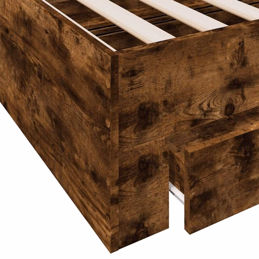 Berkfield Home Single Bed Frame with Drawers in Smoked Oak Brown, W/D/H: 90 x 190 cm – 5