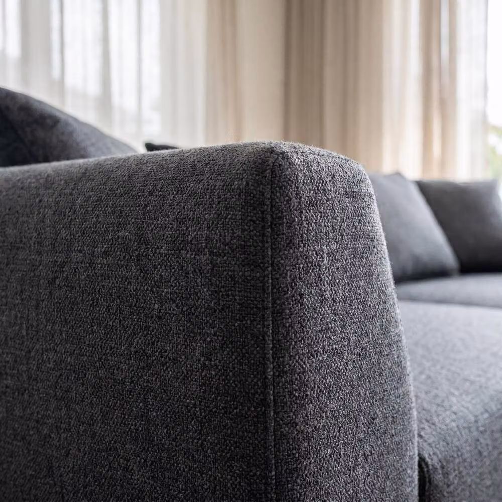 Abakus Direct Tokyo Reversible L-Shape Corner Sofa in Grey Brushed Tweed Fabric with Deep Seats – 4