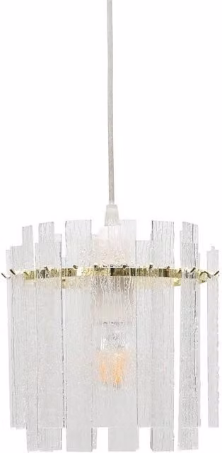 First Choice Lighting Abi Easy Fit Pendant Lightshade in Satin Brass and Clear Glass – 1