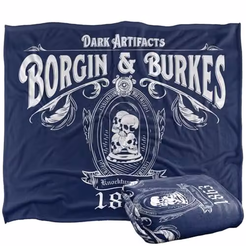 Warner Bros. Harry Potter Borgin and Burkes Silky Touch Super Soft Fleece Throw Blanket, Multicolour, W: 152.4 cm x L: 152.4 cm – 1