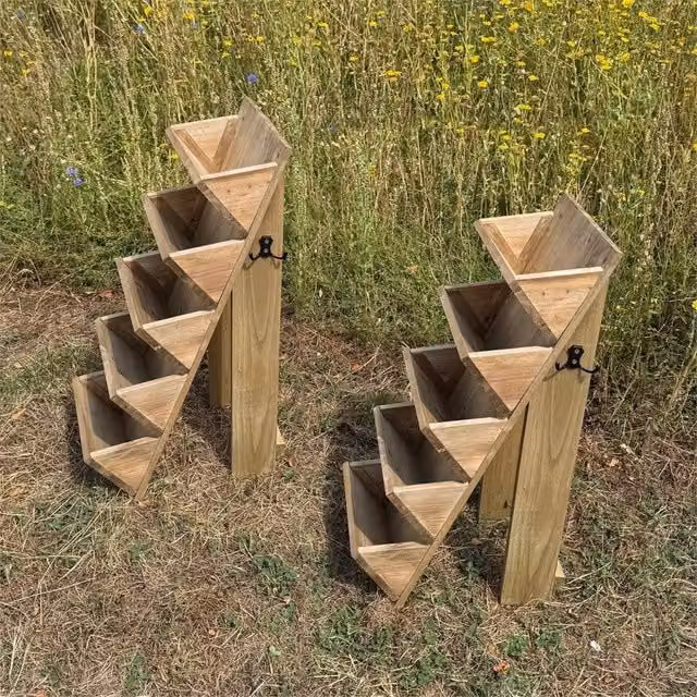 Nordara 5 Tier Wooden Garden Planter for Flowers and Herbs in Brown