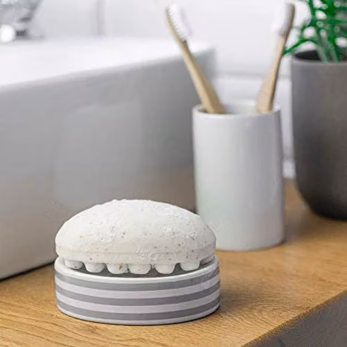 Harbour Housewares Ceramic Soap Dish in Grey and White – 2